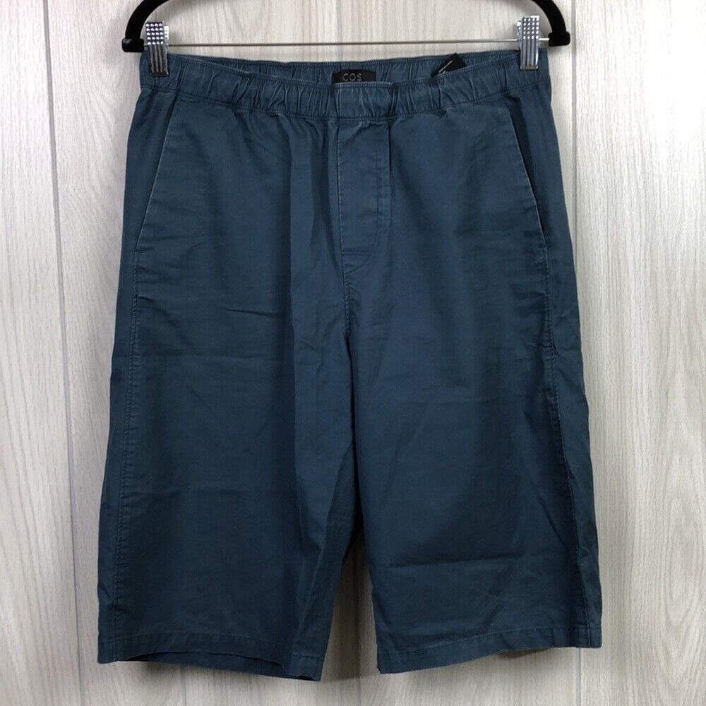 COS Mens Shorts Small Gray Blue Knee Length Cotton Pull On‎ Pocket Minimal Basic